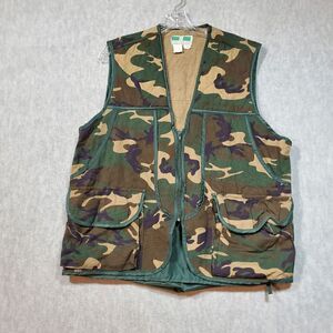 Game Winner Hunting Vest Mens Medium Green Camo Print Military Snap Pocket